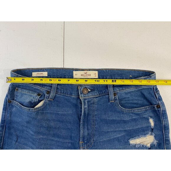 Hollister Epic Flex Super Skinny Jeans Mens 34x32 Blue Distressed Ripped - Picture 11 of 14